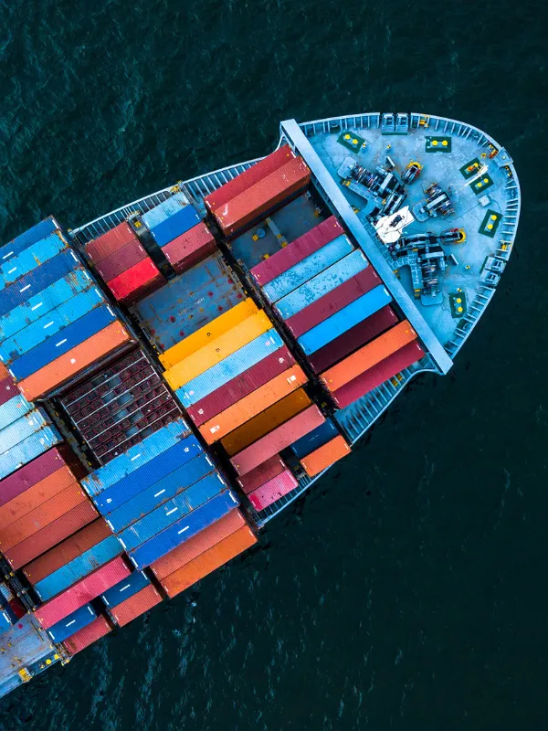 Containerskib set ovenfra